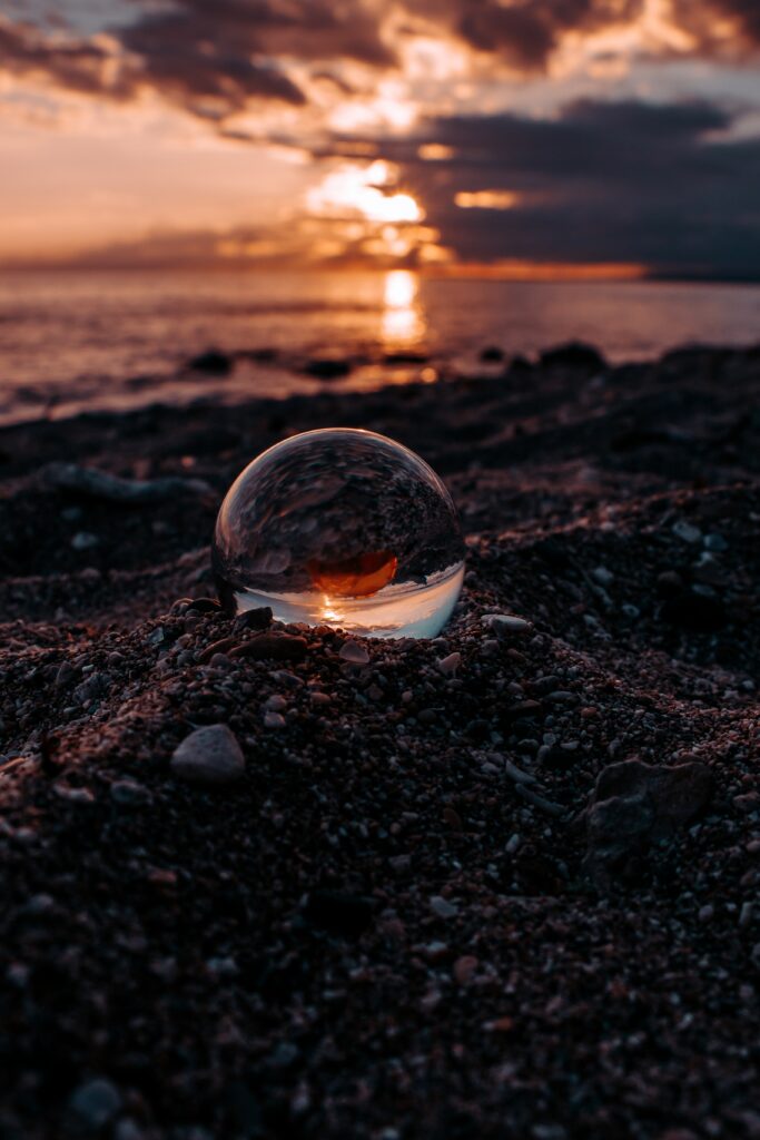 Stunning Macro Glass Ball Sunset Reflection Wallpaper Background