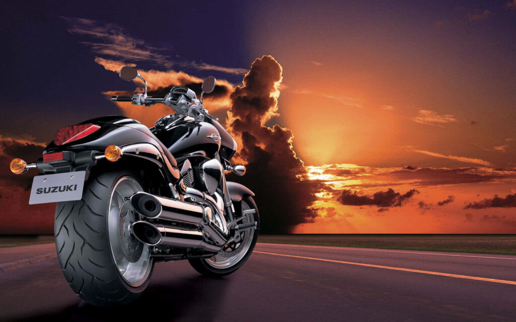 Stunning Suzuki Motorcycle Wallpaper: Adventure at Sunset