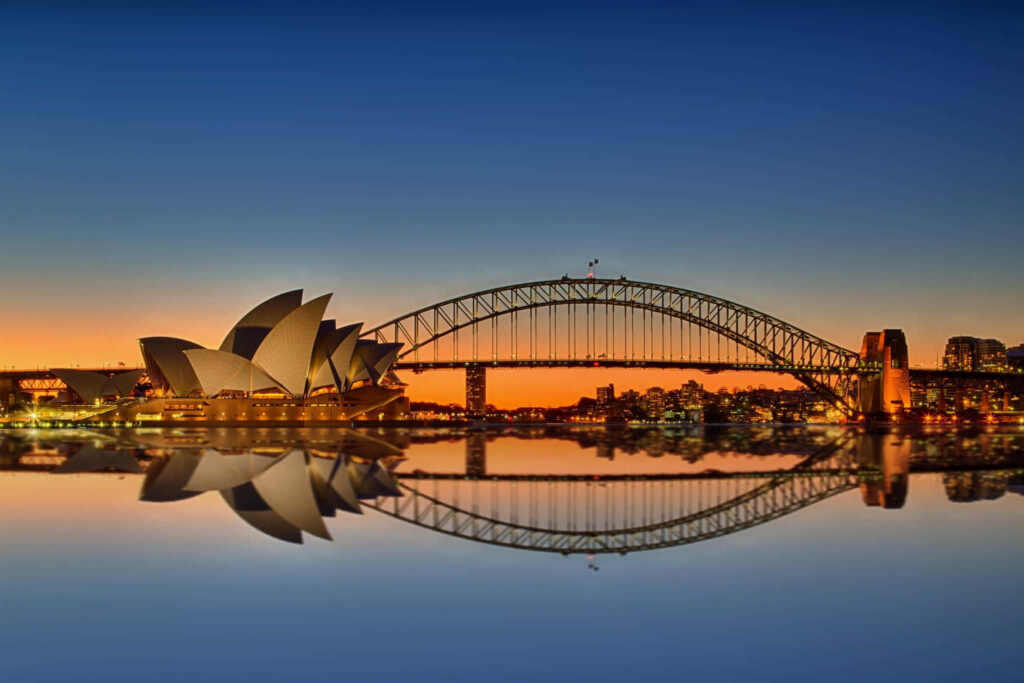 Stunning Sydney Harbour Sunset: Opera House & Bridge Wallpaper
