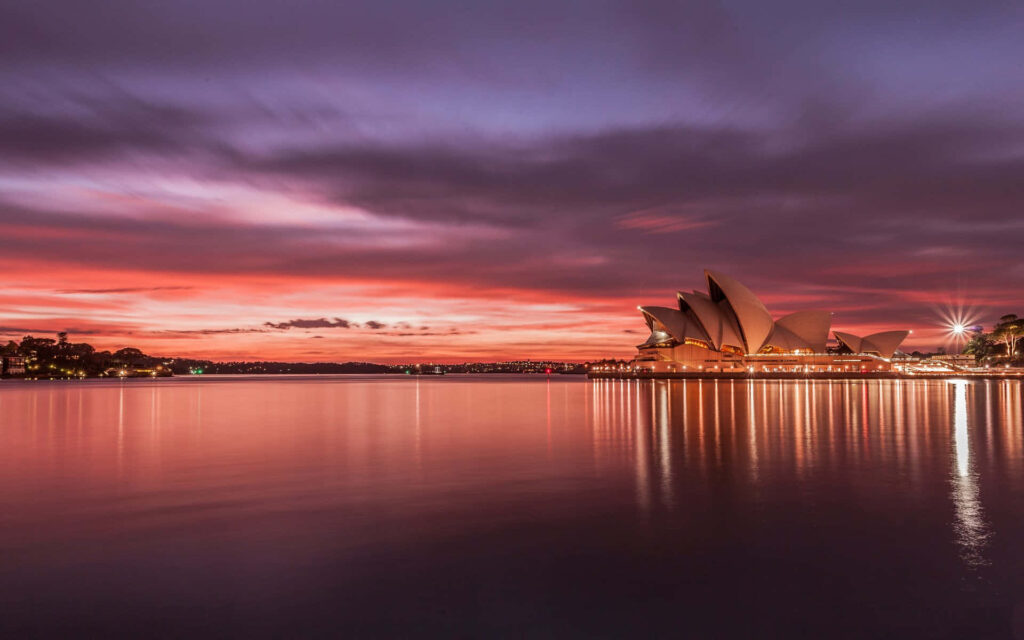 Breathtaking Sydney Opera House Sunset Wallpaper Background