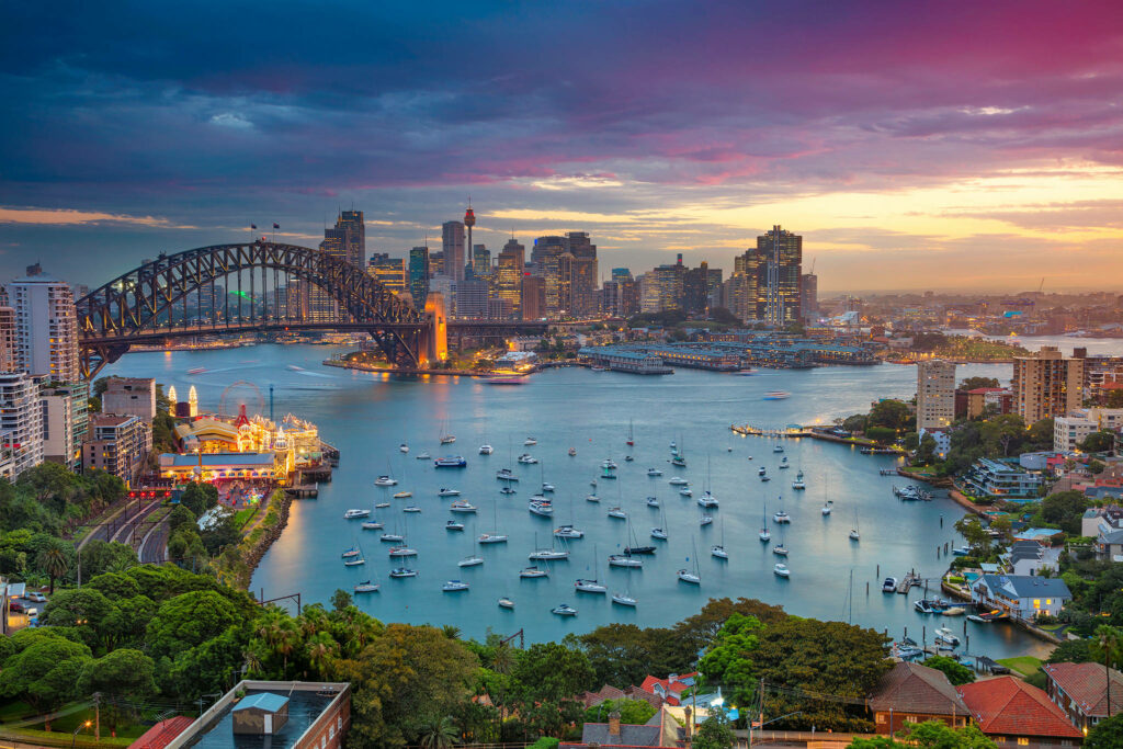 Stunning Sydney Wallpaper: Harbour Bridge & Vibrant Sunset Scene