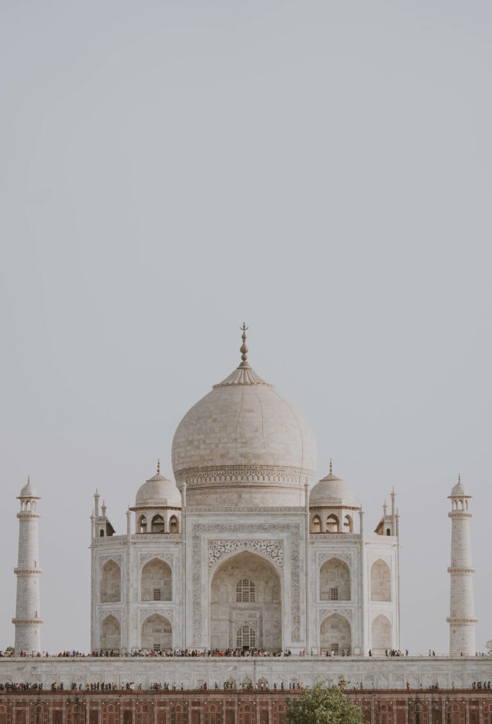 Stunning Taj Mahal Wallpaper: Magnificent White Marble Under Blue Sky