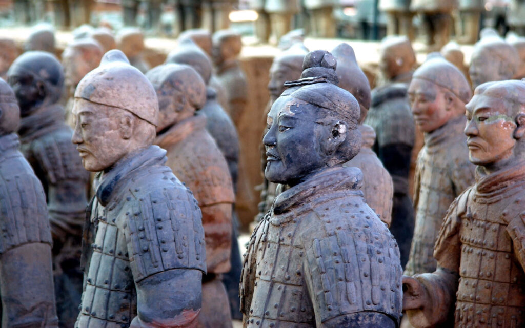 Terracotta Warriors Outdoor Display Wallpaper – Historic Chinese Artifacts