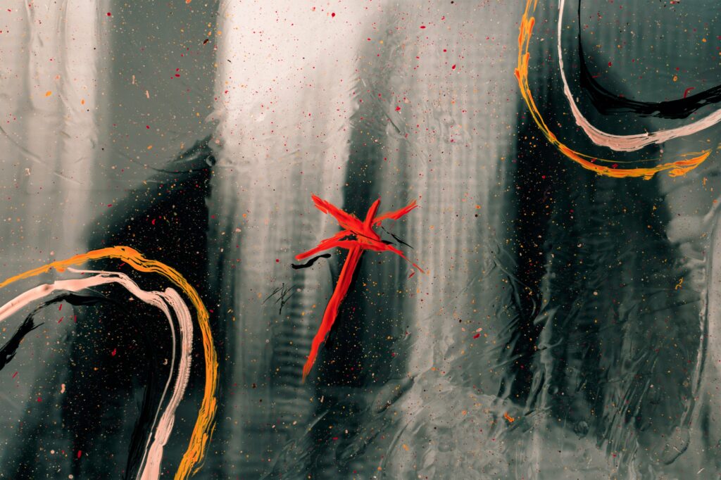 Dynamic Textured Glass Wallpaper with Bold Artistic Strokes