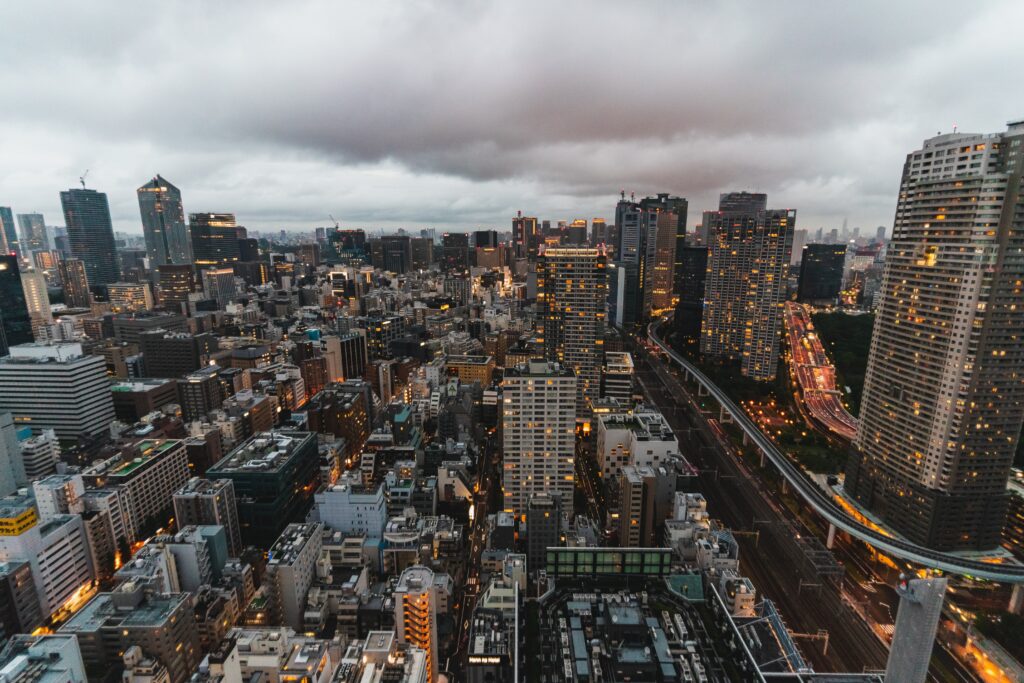 Stunning Tokyo Cityscape Wallpaper: Aerial View of Urban Vibrance