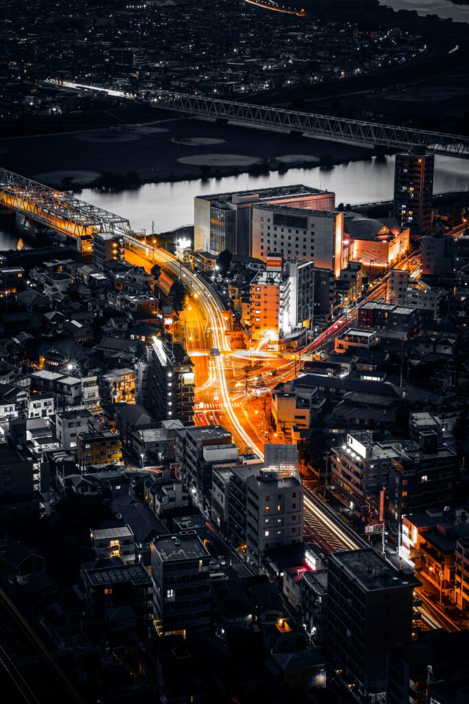 Stunning Tokyo Night Cityscape Aerial View - Vibrant Wallpaper Background