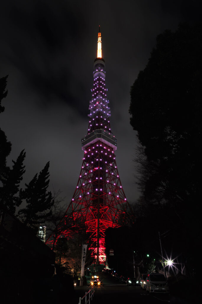 Stunning Night View of Tokyo Tower: Illuminated Wallpaper Background
