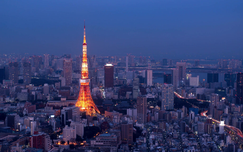 Stunning Tokyo Tower Night View: Vibrant Cityscape Wallpaper