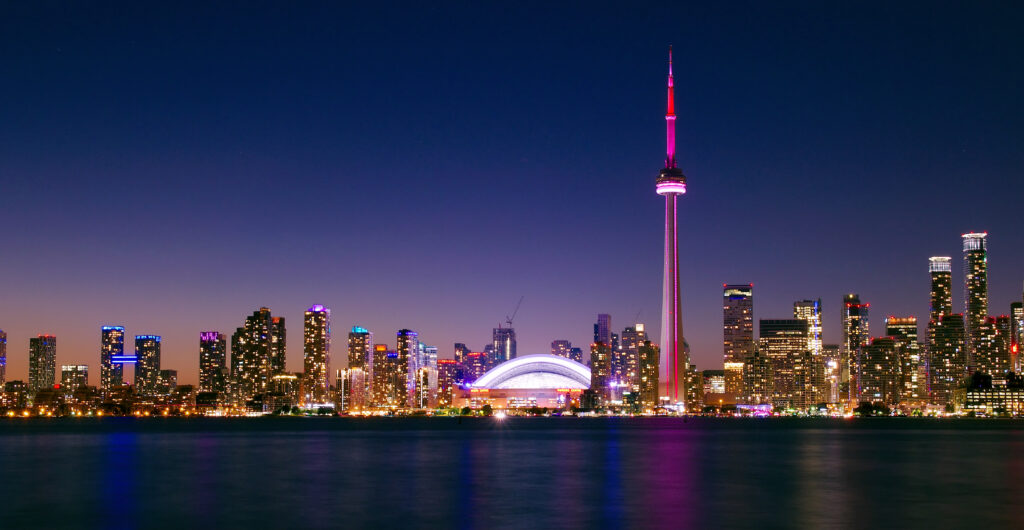 Stunning Toronto Night Skyline Wallpaper - CN Tower Reflection