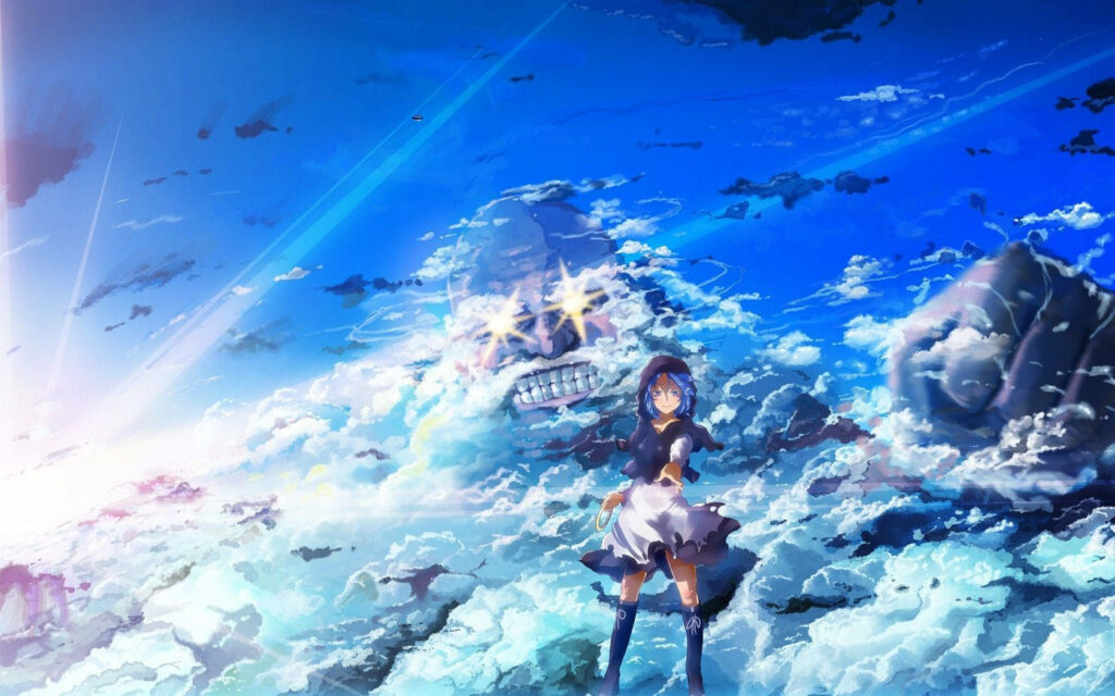 Stunning Blue Touhou Project Wallpaper: Dreamlike Cloud Scene