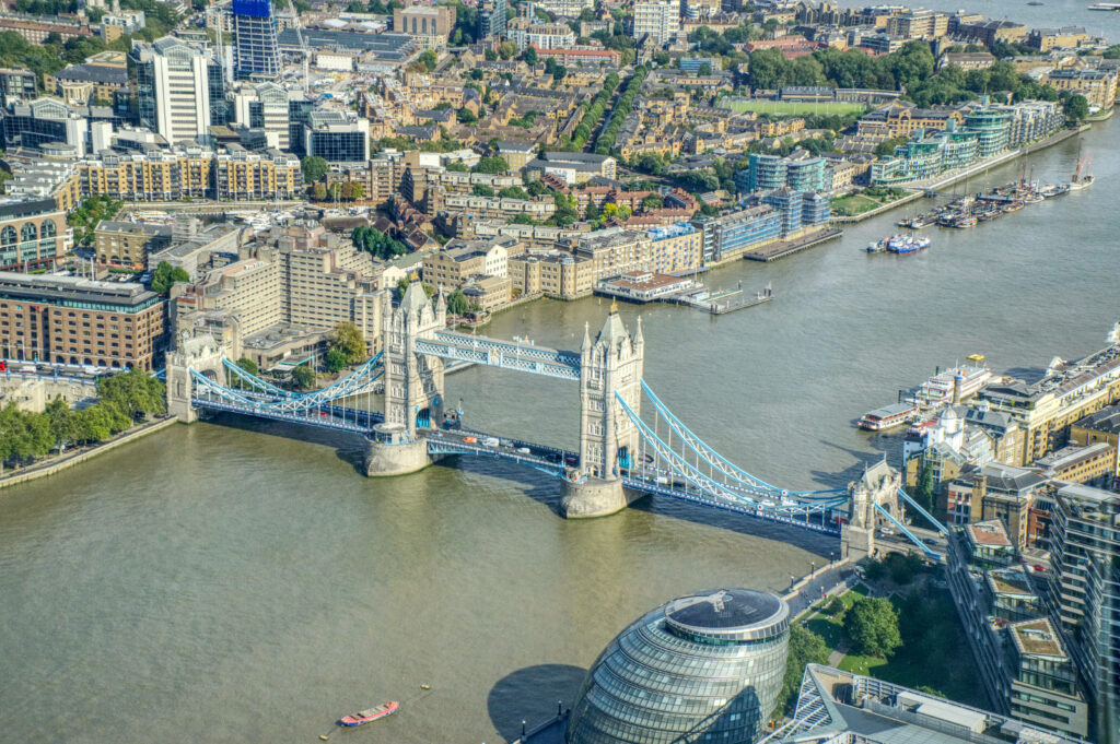 Stunning Aerial View of Tower Bridge: London Cityscape Wallpaper