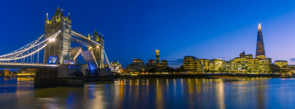 Illuminated Tower Bridge Night View Wallpaper over River Thames
