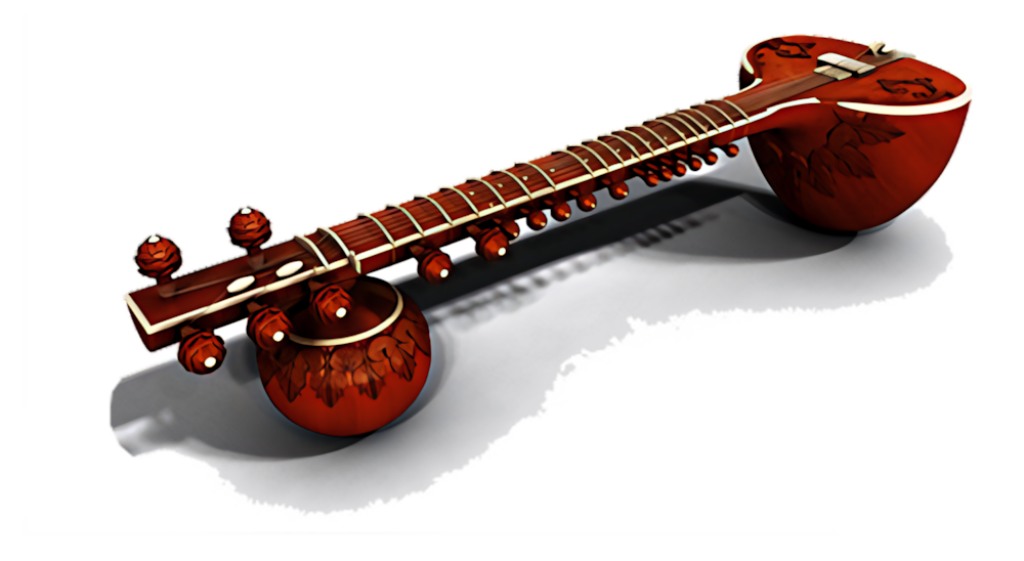 Elegant Sitar Artwork Wallpaper: Intricate Indian Craftsmanship