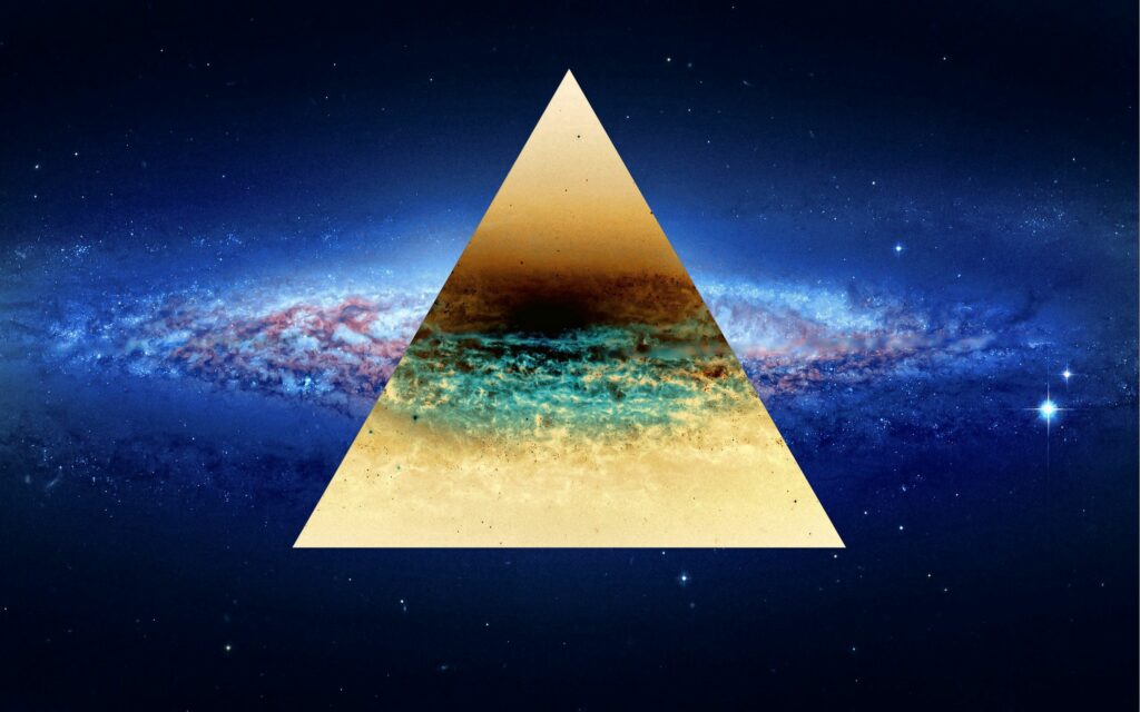 Vibrant Triangular Gradient Wallpaper with Cosmic Background