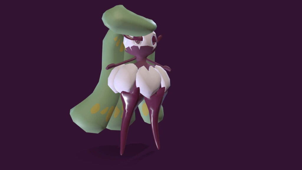 Tsareena Digital Render Wallpaper on Dark Background for Pokémon Fans