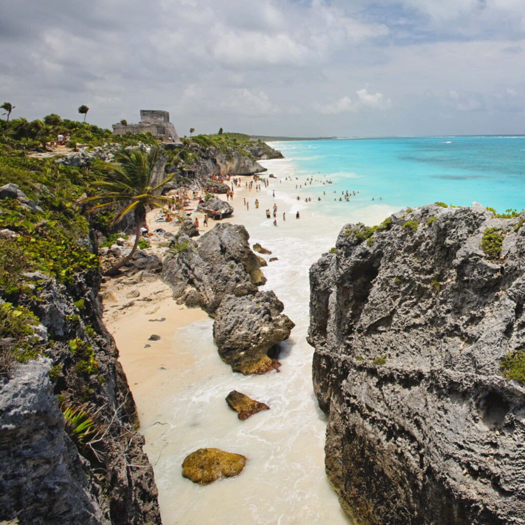 Stunning Tulum Archaeological Zone Wallpaper: Cliffs & Turquoise Sea