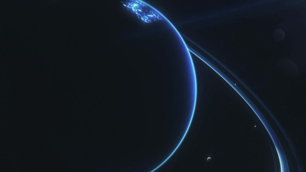 Uranus Wallpaper: Stunning Blue Ring Against Deep Space Background