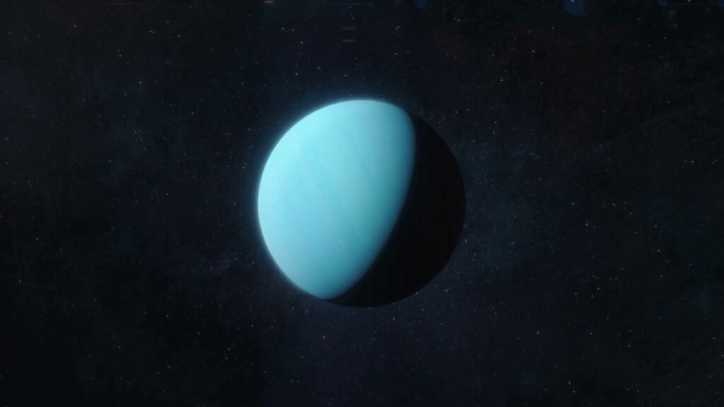 Stunning Uranus Wallpaper: Planet in Shadow Amidst Starry Space