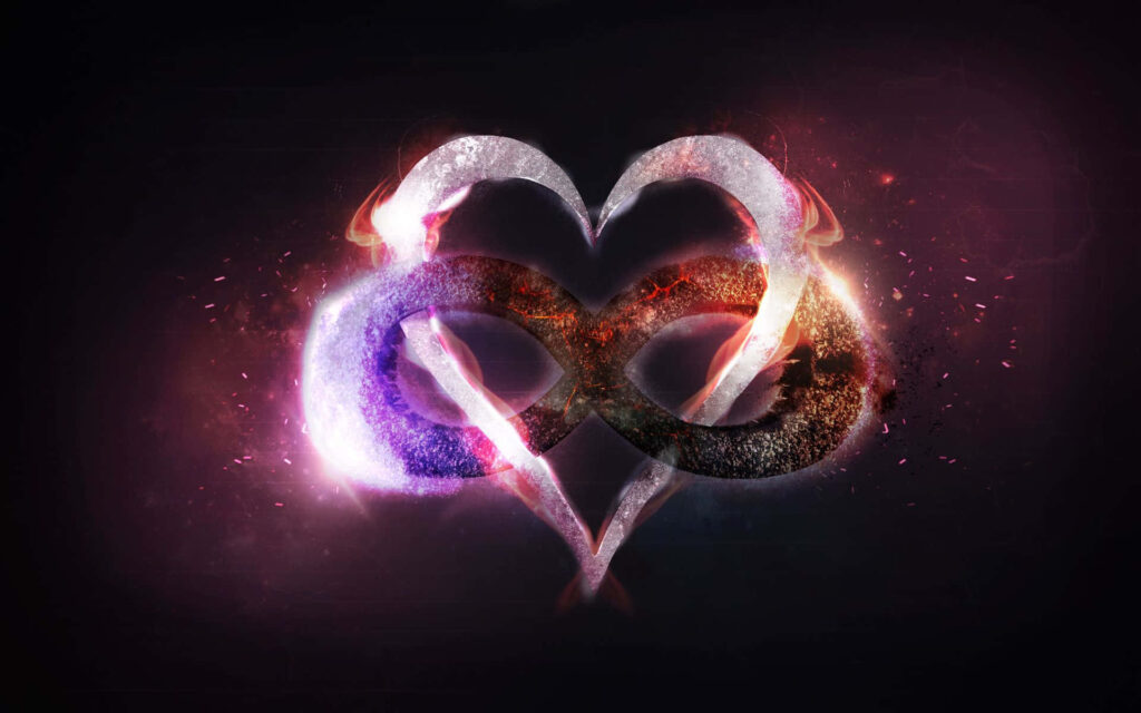 Valentine's Day Wallpaper: Glowing Heart & Infinity Symbol Design