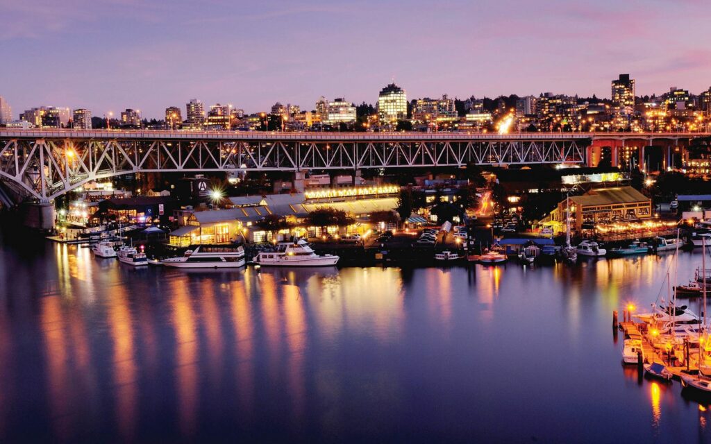 Stunning Vancouver Evening Cityscape Wallpaper Background