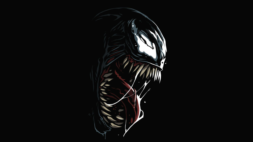 Stunning Venom Wallpaper: Menacing Image on Black Background