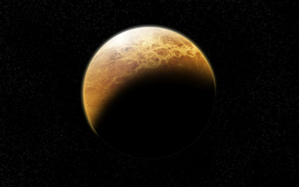 Stunning Venus Half-Crescent Wallpaper with Starry Background