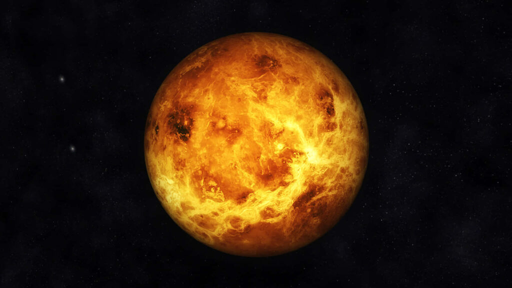Stunning Venus: Fiery Textured Surface Wallpaper for Celestial Views