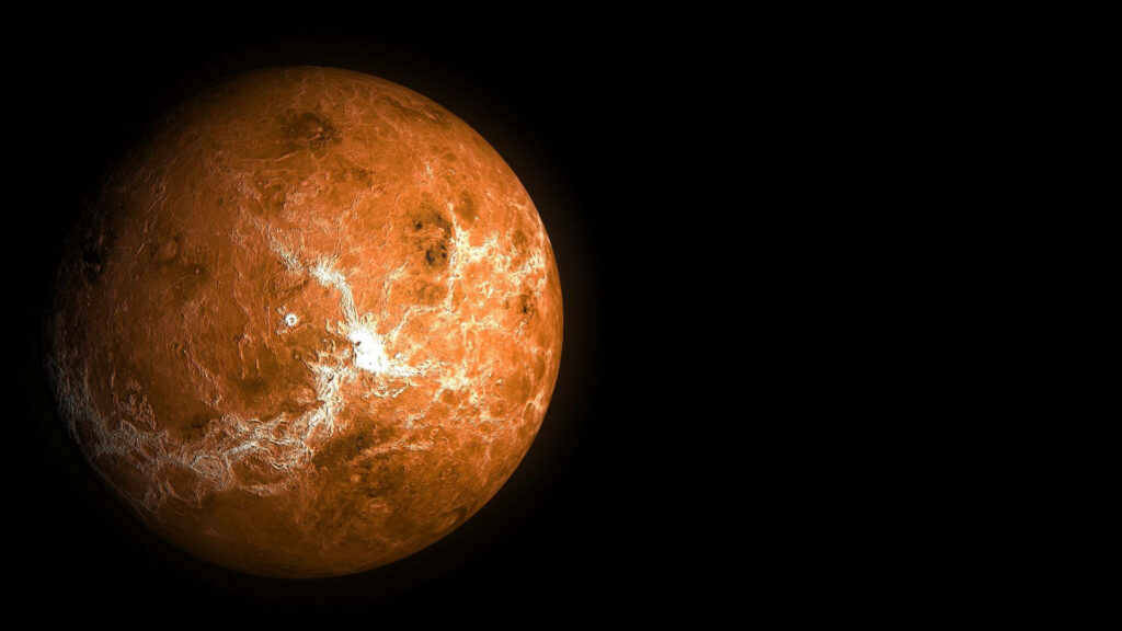 Stunning Venus Wallpaper: Intricate Cracks in Vivid Orange Space