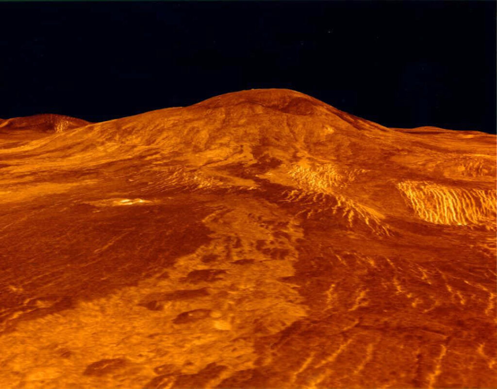 Stunning Venus Wallpaper: Rugged Orange Terrain Under Dark Sky