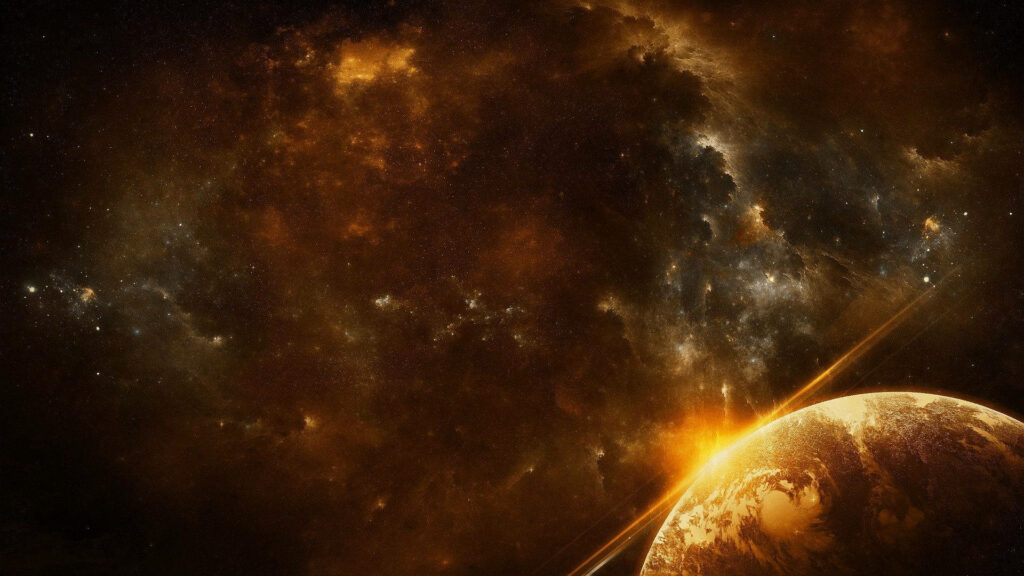 Stunning Venus Wallpaper with Warm Golden Glow & Cosmic Background
