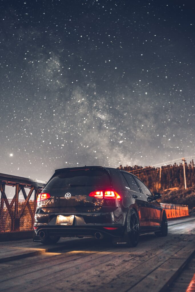 Volkswagen Car Rear View: Stunning Starry Sky Wallpaper 3648x5472