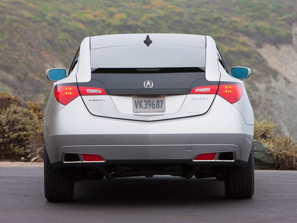 Stylish 2009 Acura ZDX in Metallic Silver - Scenic Rear View Wallpaper