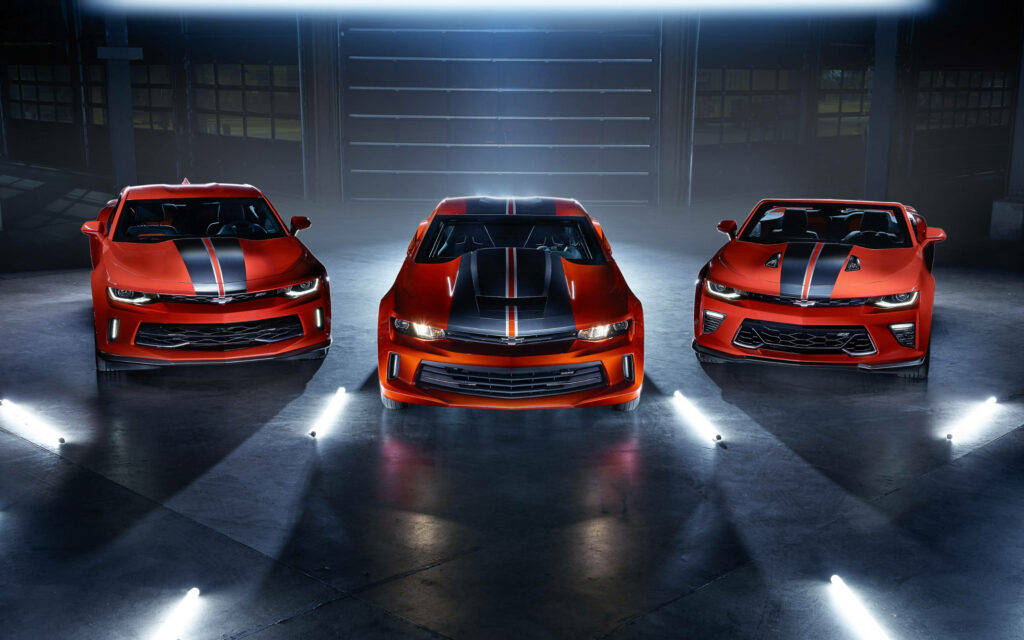 Bold Red Chevrolet Muscle Cars: Stunning Indoor Wallpaper Background