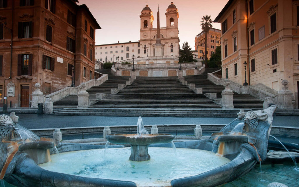 Elegant Wallpaper of Rome's Spanish Steps & Baroque Fountain