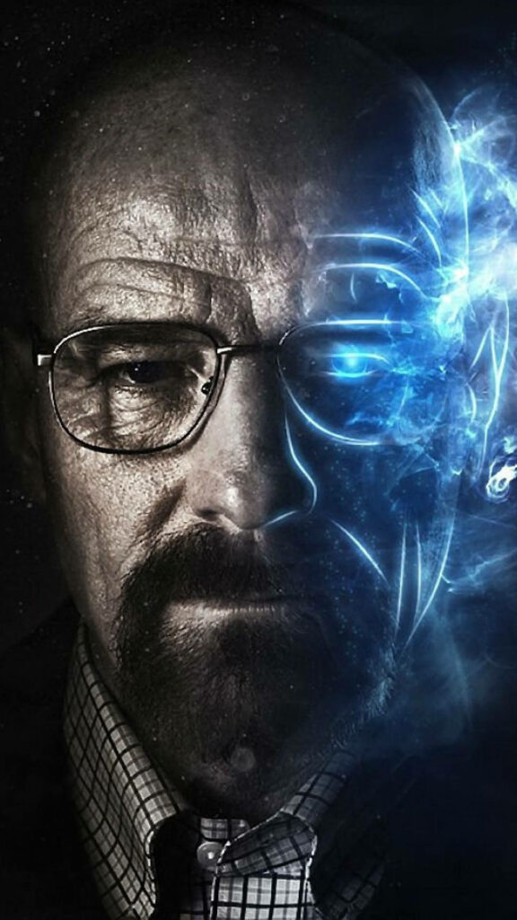 “Walter White Wallpaper: Dramatic Fiery Glow Symbolizing Transformation”