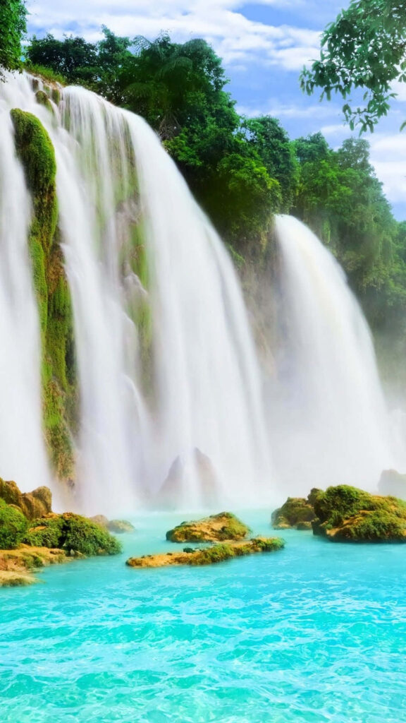 Stunning Waterfall iPhone Wallpaper - Serene Turquoise Scene
