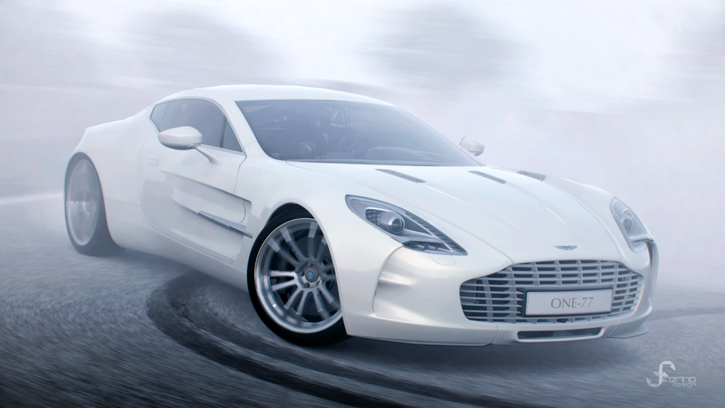 Stunning Aston Martin One-77 Drifting in Misty Background - High Res Wallpaper