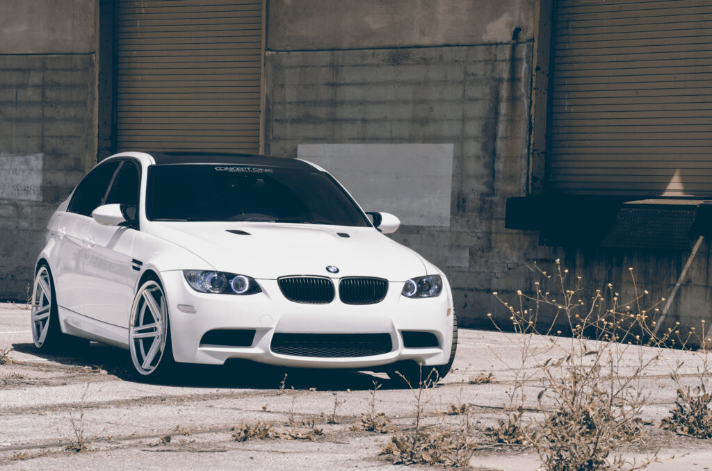 Stunning White BMW M3 E90 Urban Wallpaper - High-Res Car Design