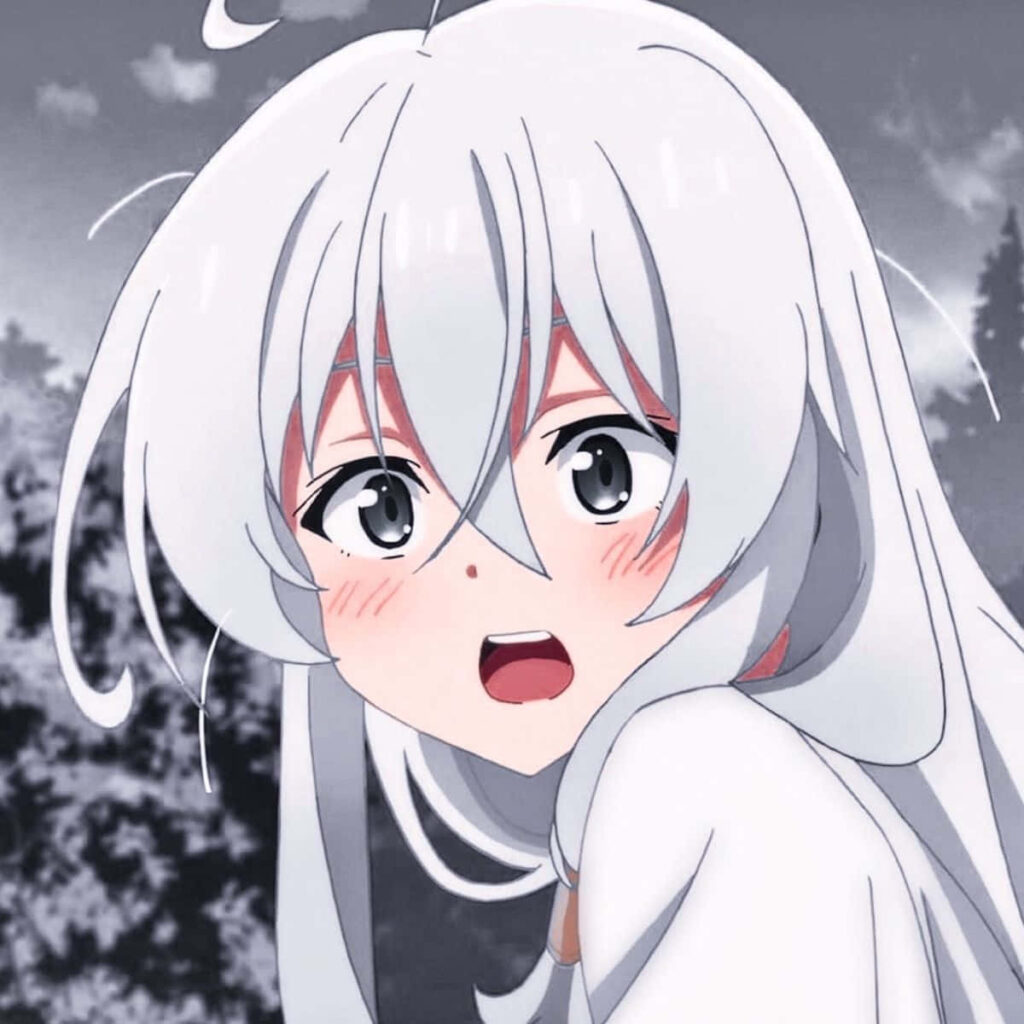 Stunning Anime Girl Profile Picture: White Hair & Expressive Eyes Wallpaper
