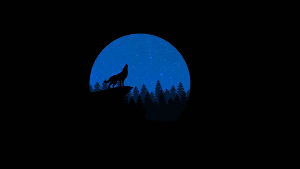 “Lone Wolf Howling Wallpaper - Moonlit Night Sky & Forest Background”
