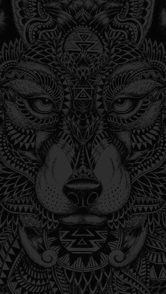 Intricate Mandala Wolf Face Wallpaper - Captivating Design Background