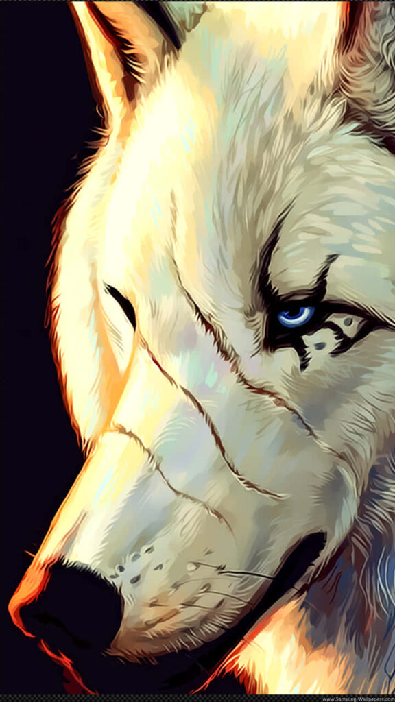 Vivid Wolf Phone Wallpaper: Striking Blue Eyes & Intricate Fur