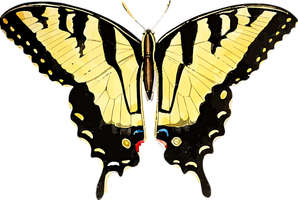 Vibrant Yellow Black Swallowtail Butterfly Wallpaper Illustration