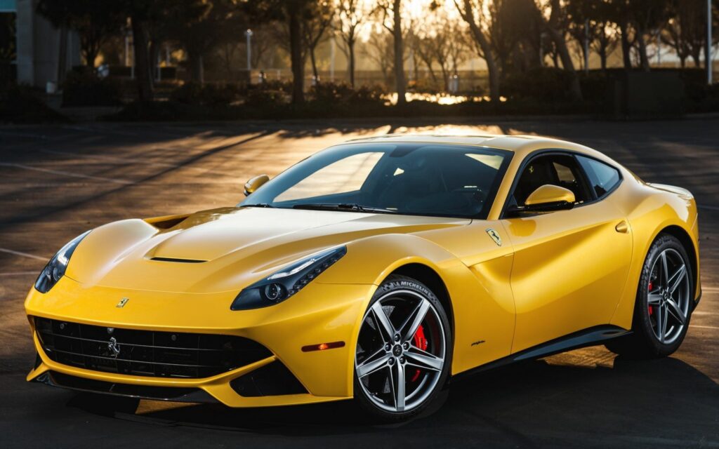 Stunning Yellow Ferrari F12berlinetta Wallpaper: Sporty Elegance