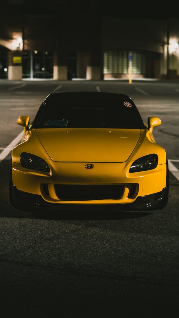 Stunning Yellow Honda S2000 Nighttime Wallpaper - Front View