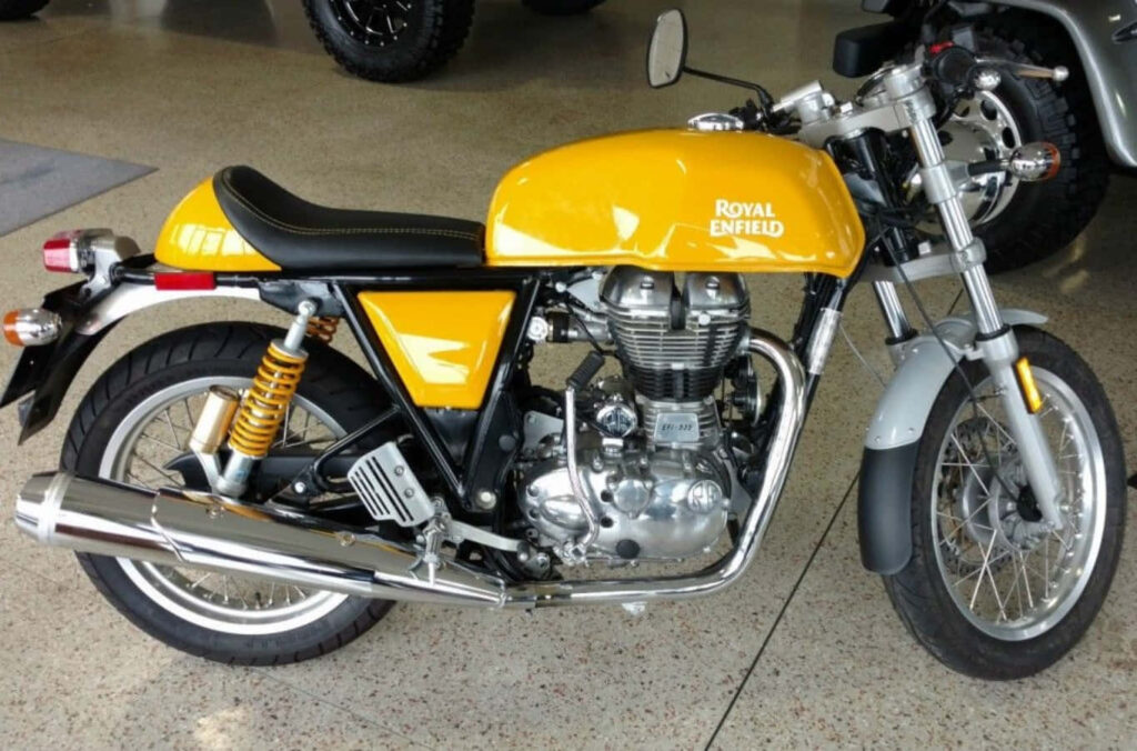 Stunning Yellow Royal Enfield GT 535 Café Racer Wallpaper Background