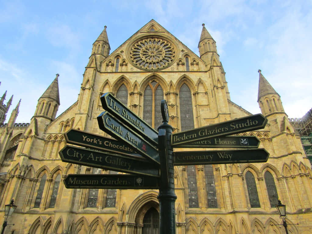 Stunning York Minster Wallpaper: Close-Up of Signage & Attractions