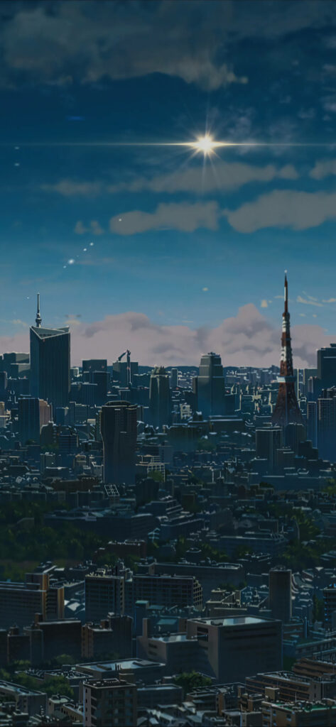 Your Name iPhone Wallpaper: Tokyo Skyline & Tower under Clear Sky