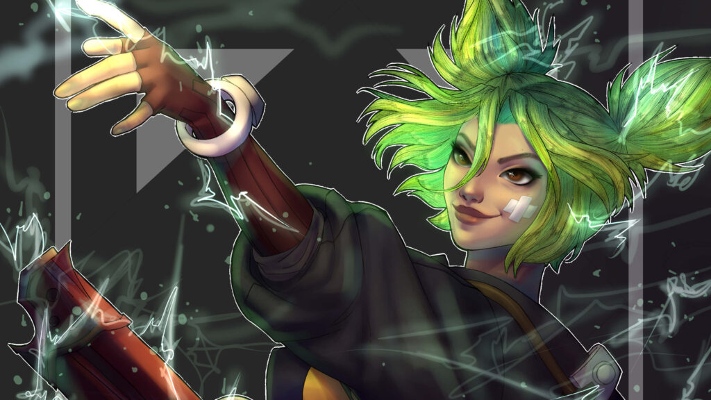 Zeri from League of Legends: A Stylish Wallpaper for Female Fans