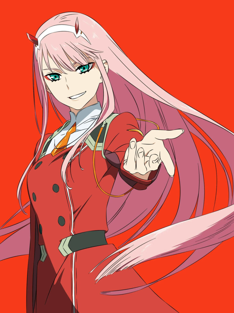 Vibrant Zero Two Wallpaper: Captivating Anime Background Design